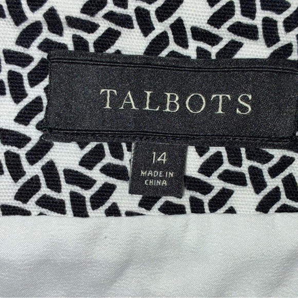 Talbots Skirt Womens 14 White Black Geometric Pencil Lined Career Scalloped Hem - Picture 6 of 7